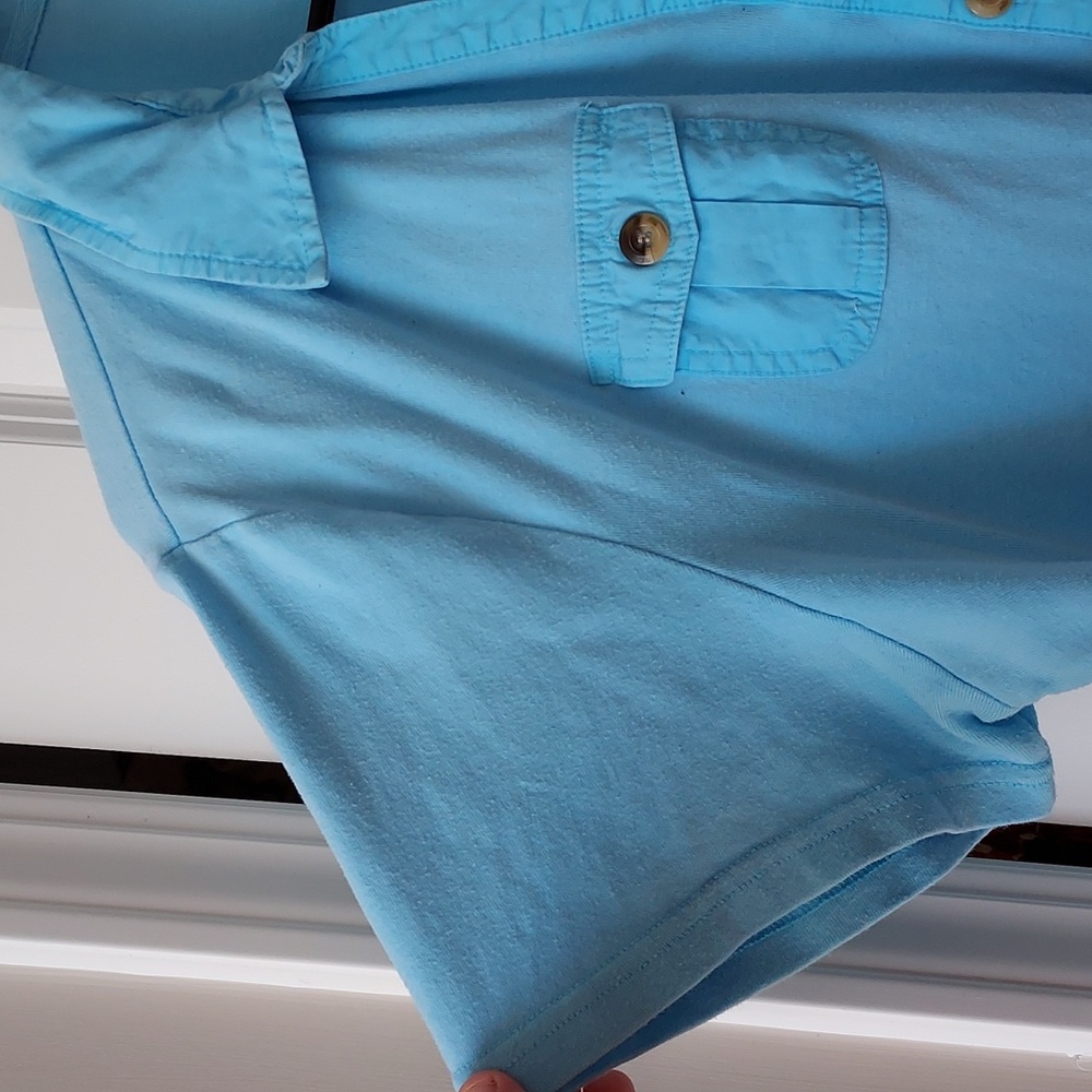 Karen Scott short sleeve button up top 2x blue - Picture 2 of 12